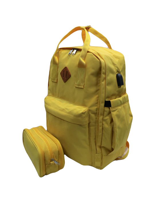 16.5 Inch Backpack Yellow School Travel Bookbag Casual Day Pack 2678
