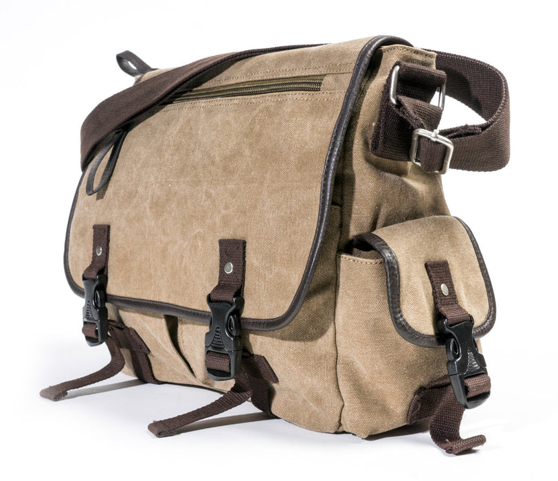 C-MG 8190 Canvas Messenger Bag-Khaki