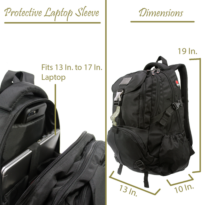 Backpack 19" Green School Bookbag Travel Daypack 5903
