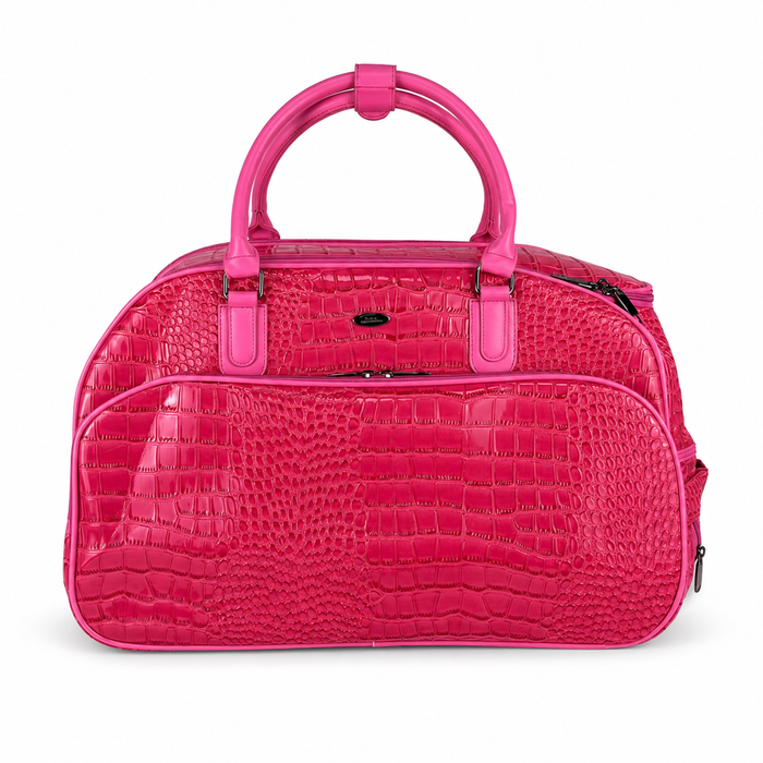 20 Inch Crocodile Embossed Wheeled Duffel Bag for Travel - Plum
