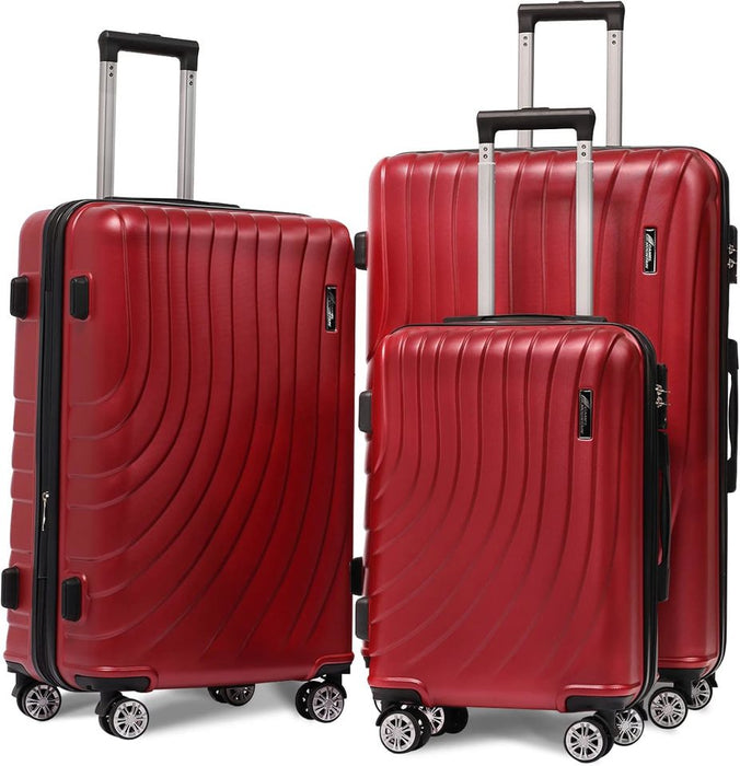 L-948A-3-pc(20'26"30") PC Luggage-Wine(TSA Lock)