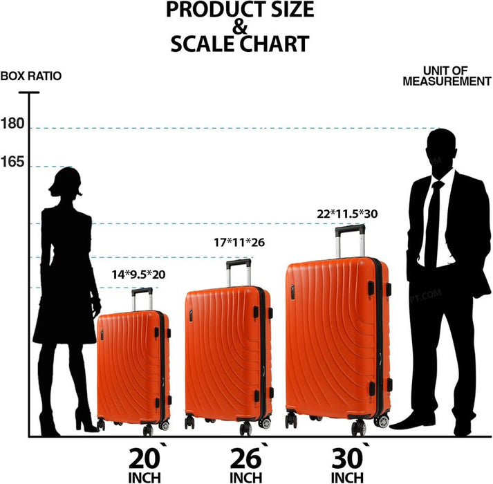 L-948A-3-pc(20'26"30") PC Luggage-Orange(TSA Lock)