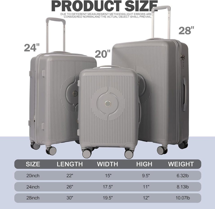 L-PP168 Luggage 20'24"28"-Gray