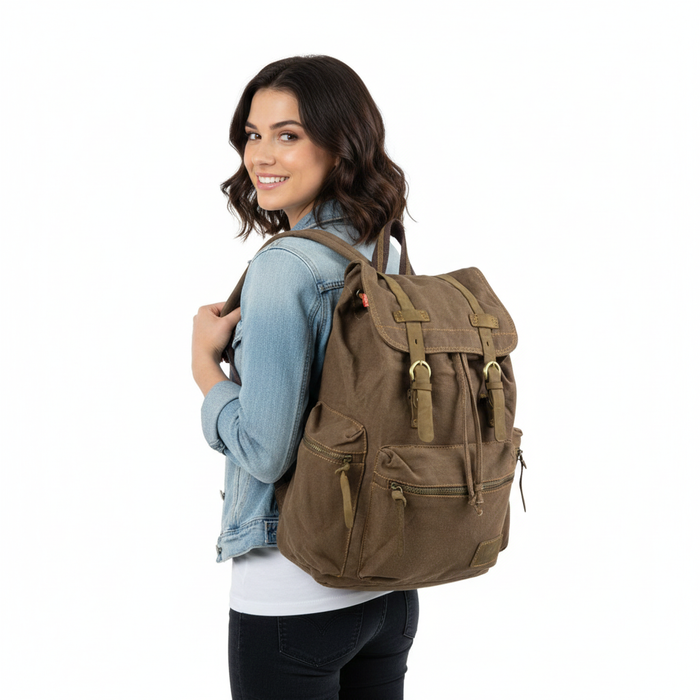 B-FP 702 Canvas Backpack 16"-Coffee