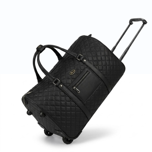 20 Inch Structured Wheeled Duffel Bag for Weekend Travel - Black