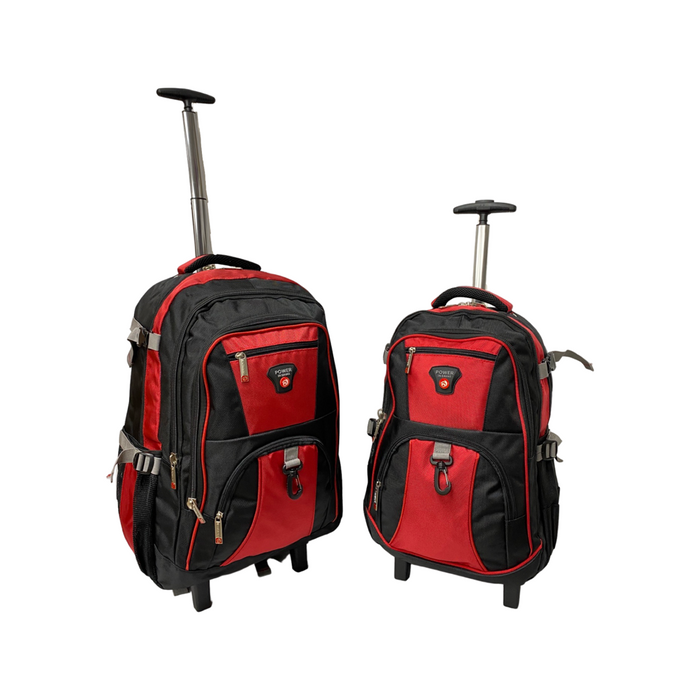 B-2141 2-Pc Backpack w/ Wheels (18", 21")-Red