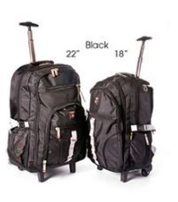 B-2107 2-Pc Backpack w/ Wheels (18",21")-Black