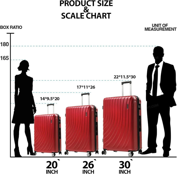 L-948A-3-pc(20'26"30") PC Luggage-Wine(TSA Lock)