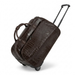 20 Inch Crocodile Embossed Wheeled Duffel Bag for Travel - Coffee Brown