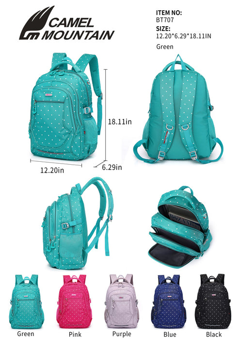 18 Inch Backpack Green School Bookbag Everyday Travel Daypack BT707
