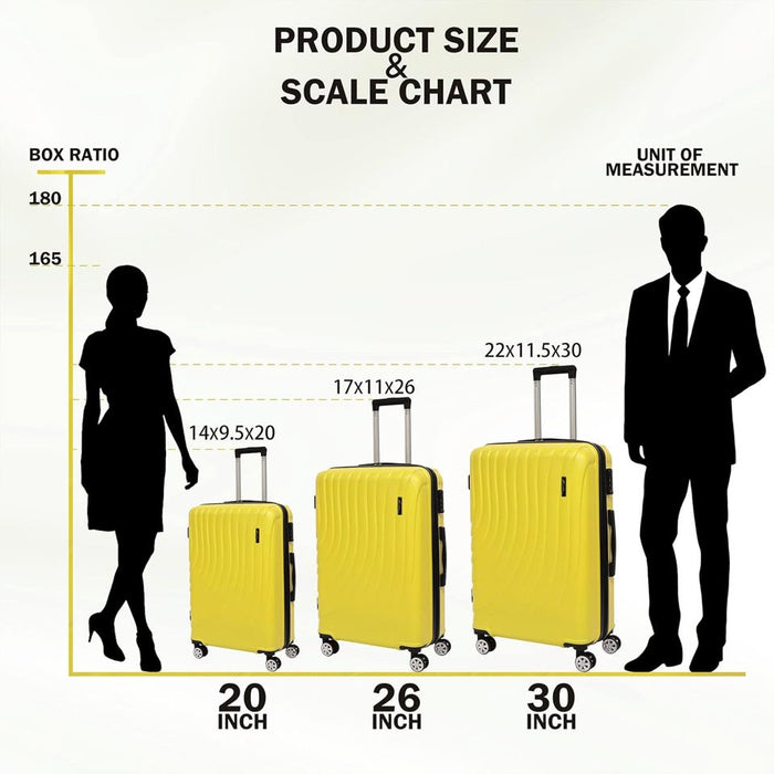 L-948A-3-pc(20'26"30") PC Luggage-Yellow(TSA Lock)