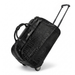 20 Inch Crocodile Embossed Wheeled Duffel Bag for Travel - Black