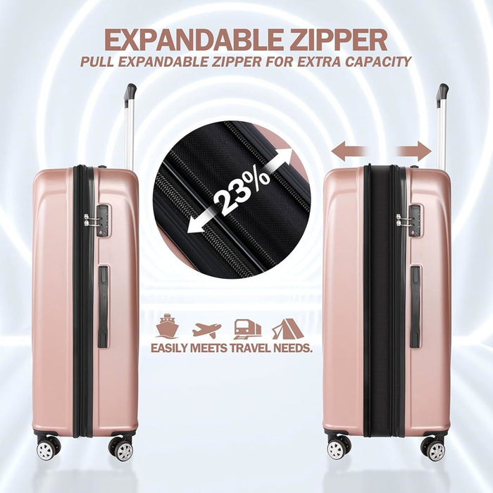 L-948A-3-pc(20'26"30") PC Luggage-Rose Gold(TSA Lock)