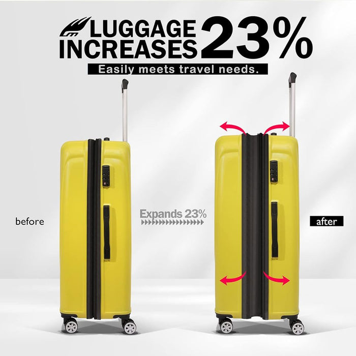 L-948A-3-pc(20'26"30") PC Luggage-Yellow(TSA Lock)