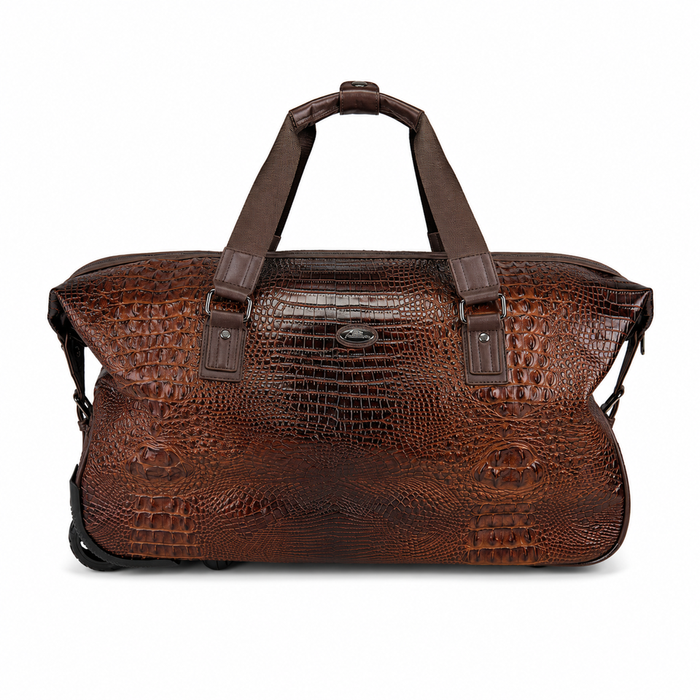 20 Inch Classic Wheeled Duffel Bag for Weekend Travel - Brown