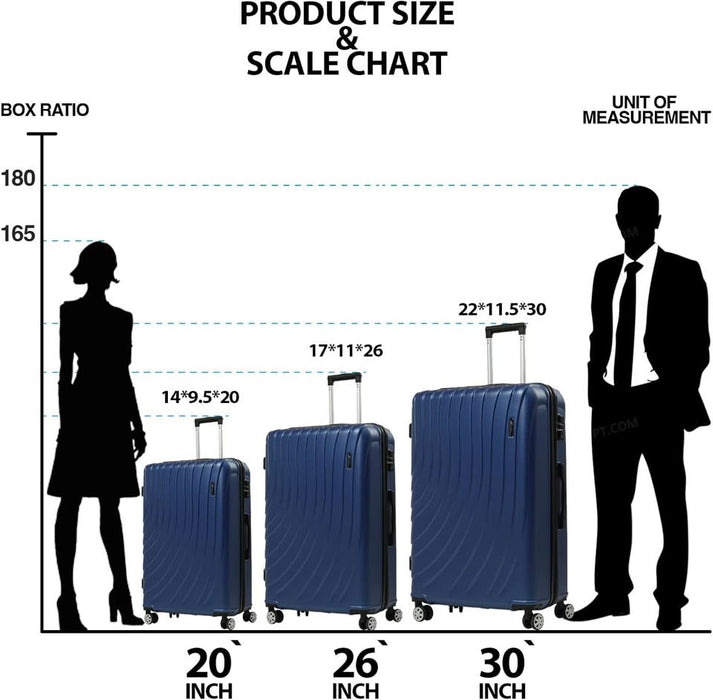 L-948A-3-pc(20'26"30") PC Luggage-Blue(TSA Lock)