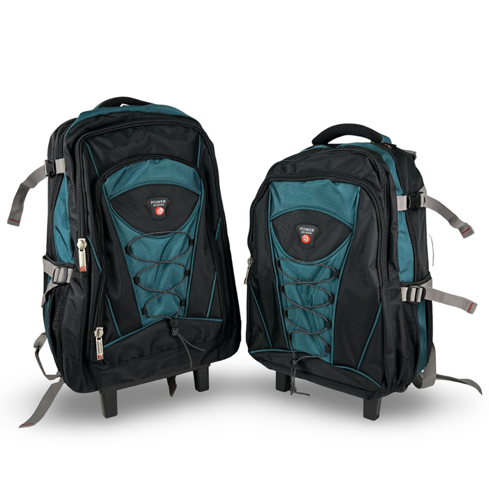 Rolling Backpack Green 2 Piece Set 18 21 Inch Wheeled School Bag 2106
