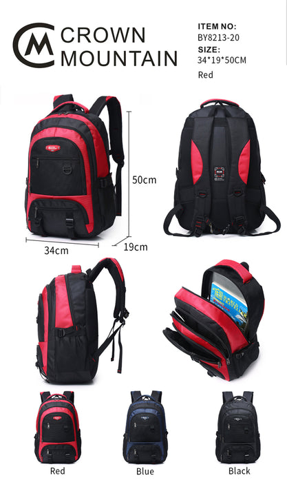 20 Inch Backpack Red School Travel Bookbag Casual Day Bag BY8213