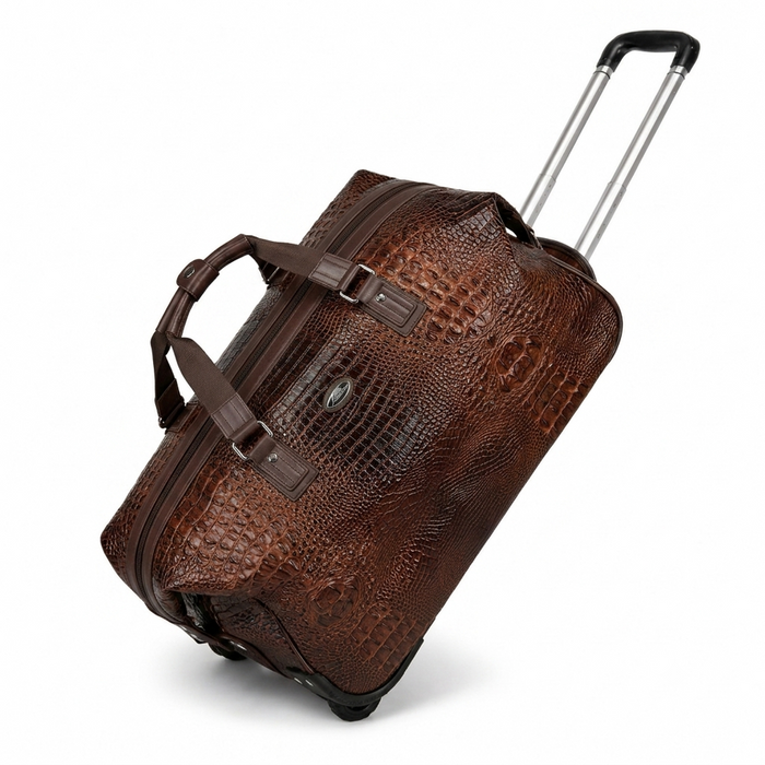 20 Inch Classic Wheeled Duffel Bag for Weekend Travel - Brown