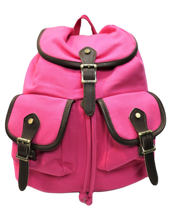 Canvas Backpack Rose Pink 15 Inch School Travel Bookbag Day Pack FP96