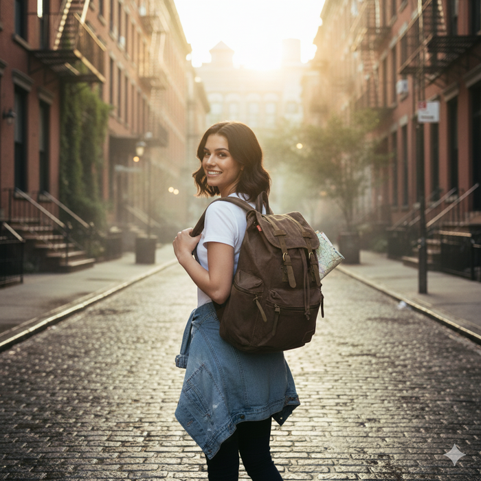 16 Inch Canvas Backpack for School and Travel