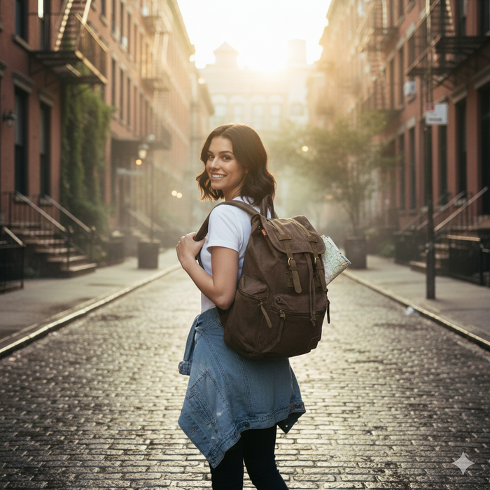 B-FP 702 Canvas Backpack 16"-Coffee