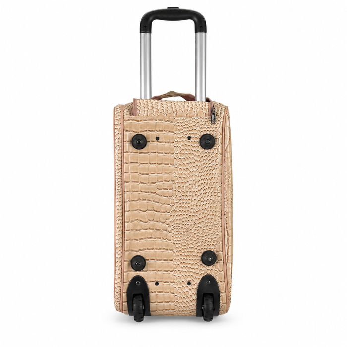 20 Inch Crocodile Embossed Wheeled Duffel Bag for Travel - Pink