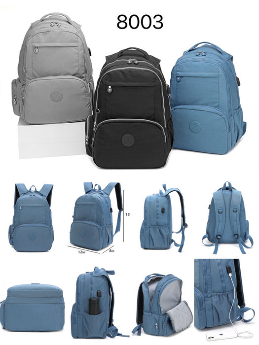 B-B 8003-Backpack (USB Port) Blue 18'