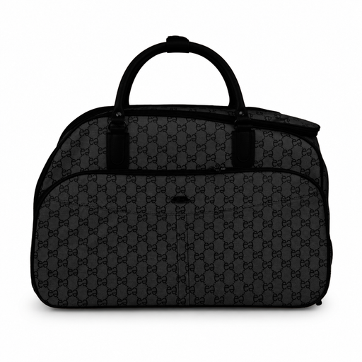20 Inch Monogram Wheeled Duffel Bag for Weekend Travel - Black