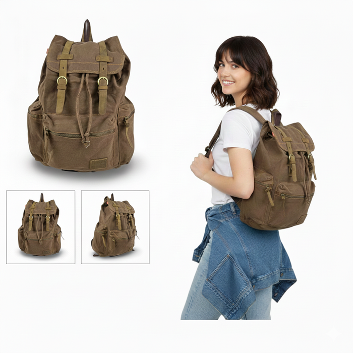 16 Inch Canvas Backpack for School and Travel