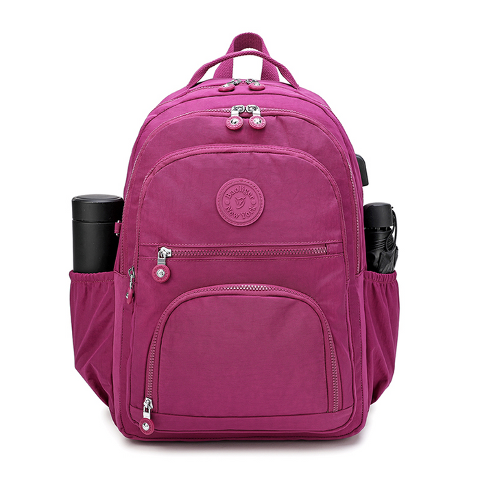 18 Inch Backpack Dark Grey USB Port School Travel Bookbag Daypack B8646