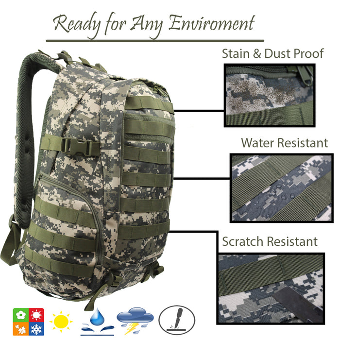 Camo Backpack Black 19 Inch Camouflage School Bookbag Travel Daypack 1697