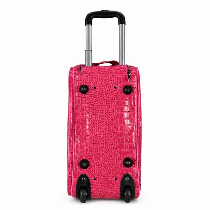 20 Inch Crocodile Embossed Wheeled Duffel Bag for Travel - Plum