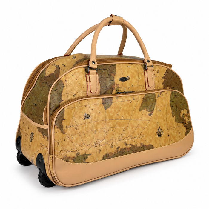 20 Inch Map Print Wheeled Duffel Bag for Weekend Travel