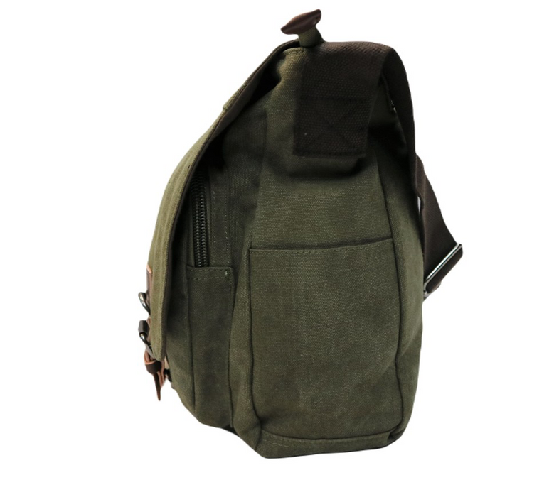 Canvas Messenger Bag Olive Crossbody Shoulder Work School Travel MG8645