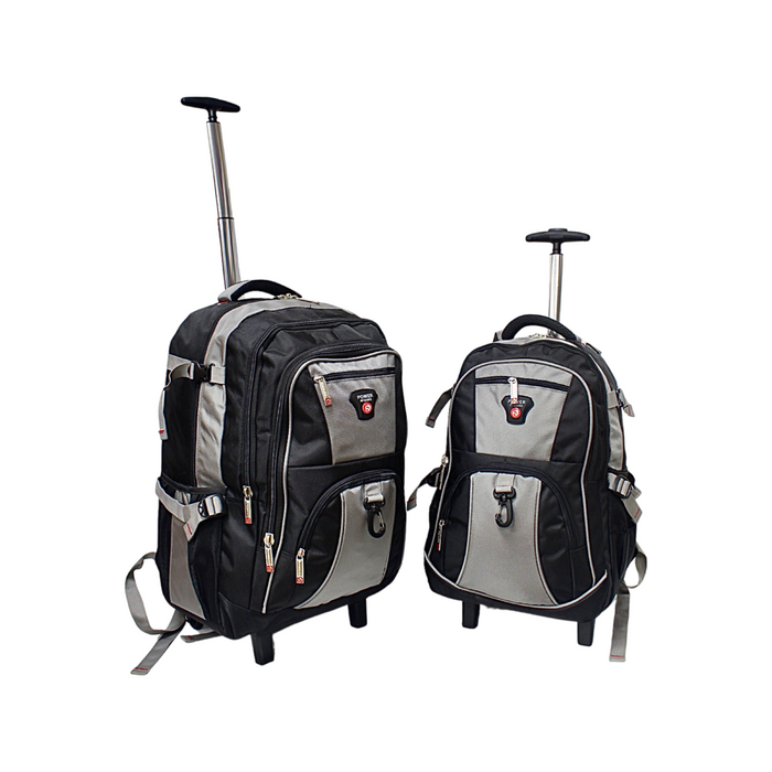 B-2141 2-Pc Backpack w/ Wheels (18", 21")-Grey