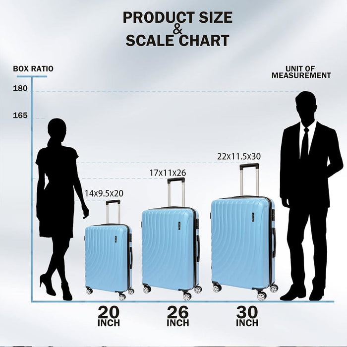 3-Piece Hardside Luggage Set (20"/26"/30") – Polycarbonate Spinner with TSA Lock