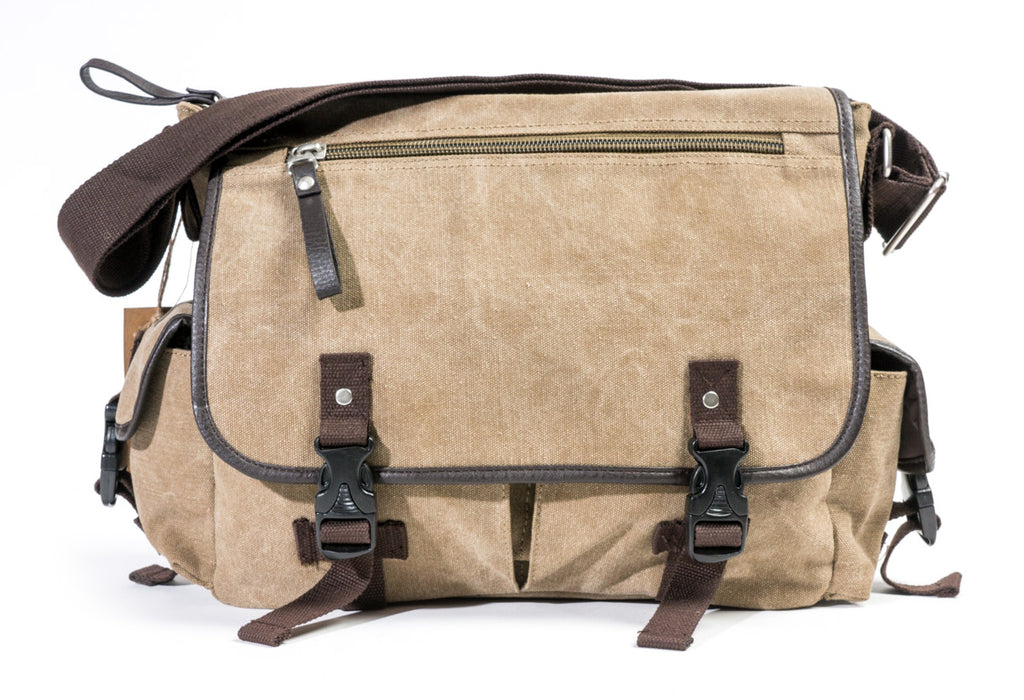 C-MG 8190 Canvas Messenger Bag-Khaki