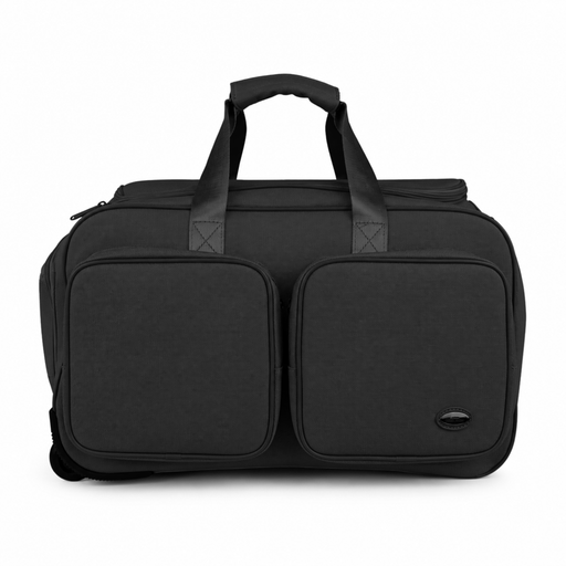 20 Inch Embossed Wheeled Duffel Bag for Weekend Travel - Black