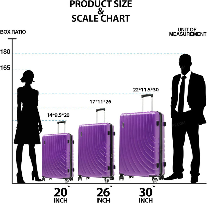 L-948A-3-pc(20'26"30") PC Luggage-Purple(TSA Lock)