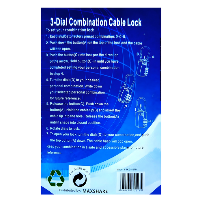 SKG 527B TSA 3-Dial Lock-Purple