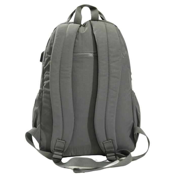18 Inch Backpack Dark Grey USB Port School Travel Bookbag Daypack B8646