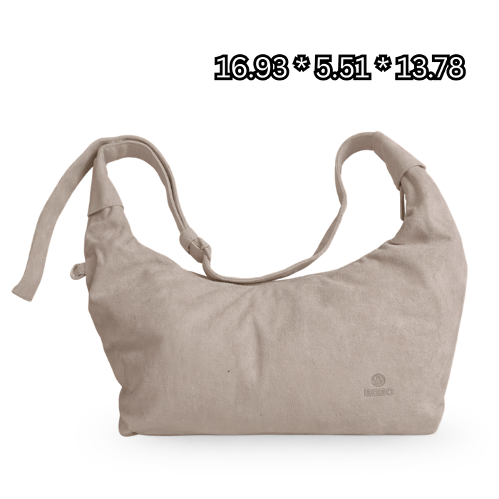 1718# BoBo Suede Crossbody Bag – Soft Shoulder Purse for Women, Everyday Casual Travel Bag