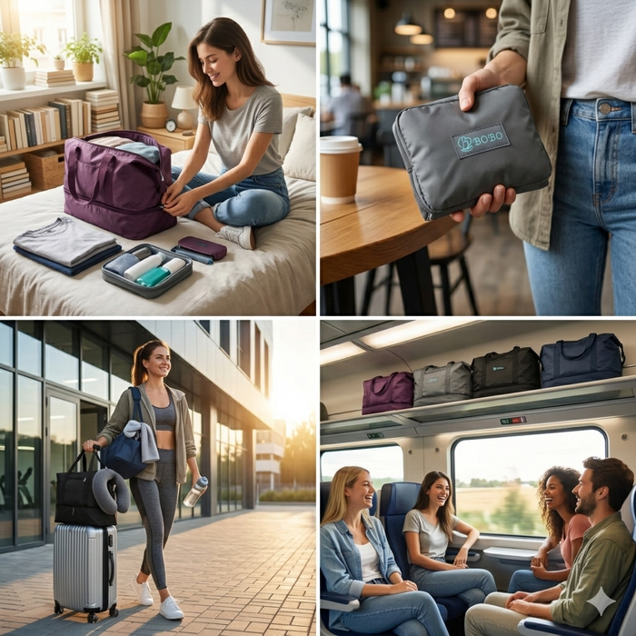 BoBo Foldable Duffel Weekender Bag – Lightweight Travel, Gym & Carry-On Tote