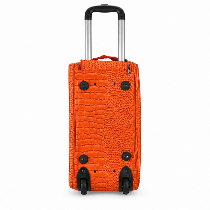 20 Inch Crocodile Embossed Wheeled Duffel Bag for Travel - Orange