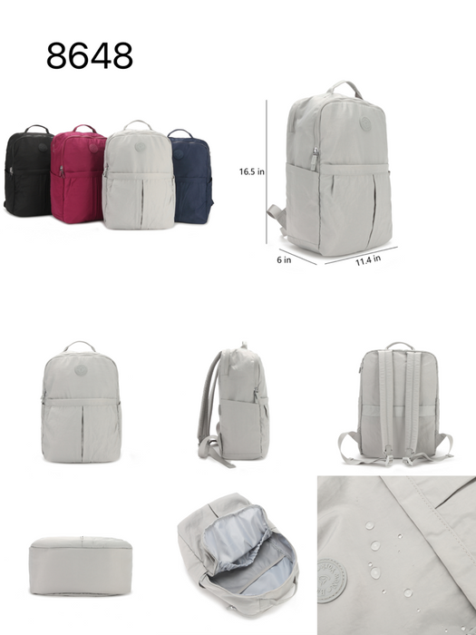 17 Inch Backpack Light Grey Casual School Bookbag Travel Daypack B8648
