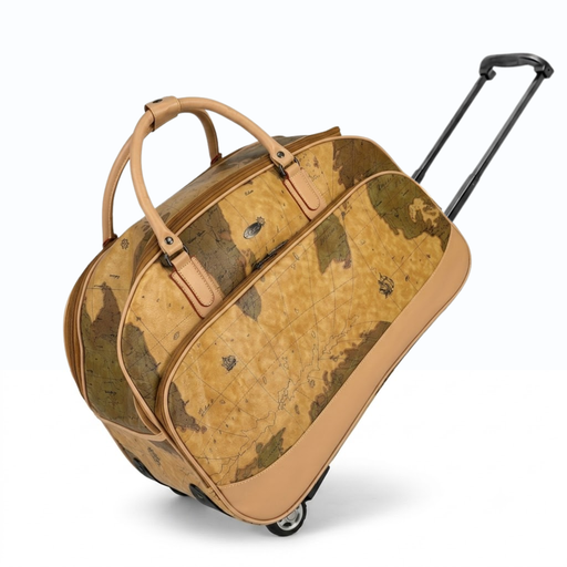 20 Inch Map Print Wheeled Duffel Bag for Weekend Travel