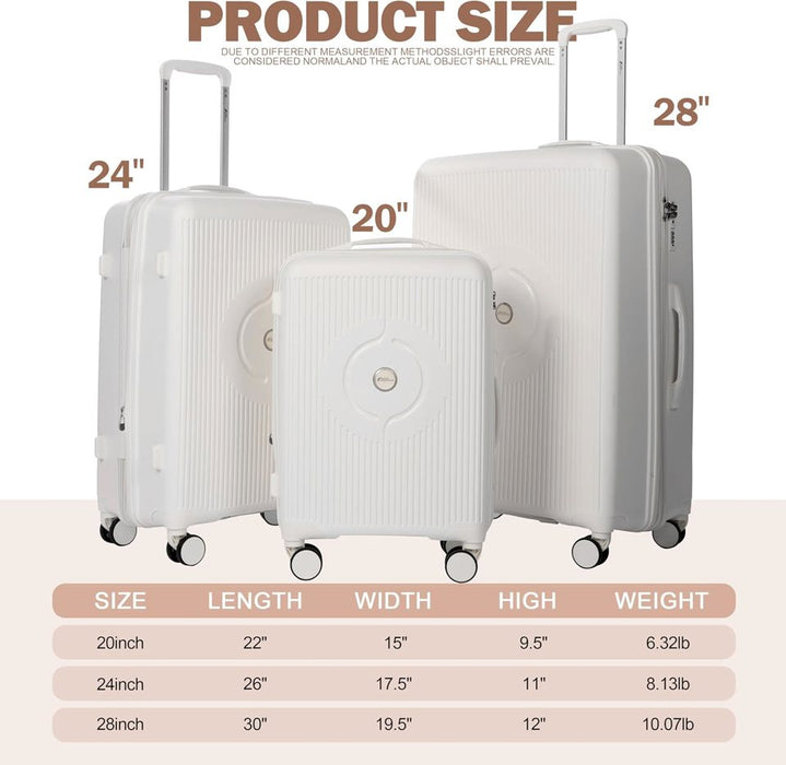 L-PP168 Luggage 20'24"28"-White