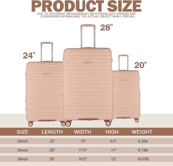 Luggage Set 3 Piece Hardside Spinner Suitcase 20 24 28 Inch PP958