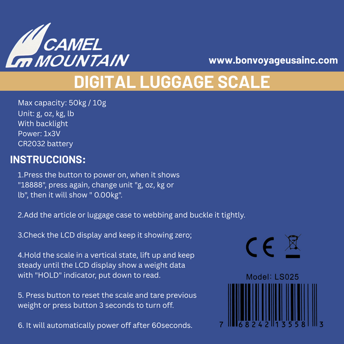 L-LS 025 Digital Luggage Scale-White